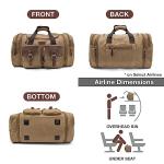 Wildroad 60L Travel Duffel Bag, Expandable Canvas Genuine Leather Duffle Bag Upgraded Overnight Weekender Bag Carry on Bag (Coffee, X Large-60L)