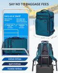 ECOHUB 17" Small Travel Backpack, United Airlines Personal Item Bag 17x10x9 with 16 Pockets, Water Resistant Rucksacks Fit 15.6" Laptop, AirTag Pocket, Lightweight Casual Daypack, 25L, Blue Green