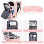 Sinaliy Large Travel Backpack for Women, 40L Travel Bag Personal Item Size, Laptop Backpacks, Waterproof Carry On Backpack with Packing Cubes for College Business Hiking Work Essentials, Pink