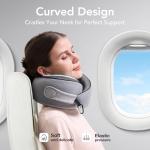 KPNEOL Travel Pillow, 100% Pure Memory Foam Travel Neck Pillow Airplane Neck Support Ergonomic Design for Traveling Suitable for Airplanes,Offices and Cars-Grey