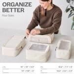 Aerotrunk Compression Packing Cubes for Travel - Luggage Organizer Bags - Double Zipper Packing Cubes for Suitcases (4-Pack, Beige)