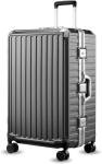 LUGGEX Checked Suitcase with Spinner Wheels, 8010S Aluminum Frame Zipperless Polycarbonate Hard Shell Suitcase (ZX-Core, Charcoal Metallic, 28 Inch)