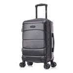 DUKAP SENSE Hardside Luggage with Spinner Wheels | 20 in Durable Lightweight Carry on Suitcase for Travel | Zipper Clouser Suit Case with Gel Handles and Trolley | Black