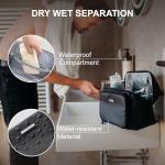 Everfun Compact Toiletry Bag for Men and Women Traveling, Wide Open Shaving Dopp Kit, Water Resistant Makeup Organizer Hygiene Bag with Wet Dry Compartment - Black, Small