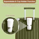 Joyway 20in Carry On Luggage with Cup Holder and USB Port, 25% Expandable Capacity, Smart Suitcase with Anti Slip Wheels and Handbag, Perfect for Men and Women 3 Piece Set DarkGreen