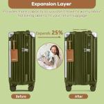 Joyway 20in Carry On Luggage with Cup Holder and USB Port, 25% Expandable Capacity, Smart Suitcase with Anti Slip Wheels and Handbag, Perfect for Men and Women 3 Piece Set DarkGreen