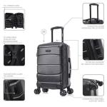 DUKAP SENSE Hardside Luggage with Spinner Wheels | 20 in Durable Lightweight Carry on Suitcase for Travel | Zipper Clouser Suit Case with Gel Handles and Trolley | Black