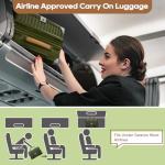 Joyway 20in Carry On Luggage with Cup Holder and USB Port, 25% Expandable Capacity, Smart Suitcase with Anti Slip Wheels and Handbag, Perfect for Men and Women 3 Piece Set DarkGreen