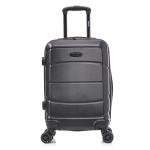 DUKAP SENSE Hardside Luggage with Spinner Wheels | 20 in Durable Lightweight Carry on Suitcase for Travel | Zipper Clouser Suit Case with Gel Handles and Trolley | Black