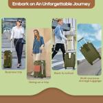 Joyway 20in Carry On Luggage with Cup Holder and USB Port, 25% Expandable Capacity, Smart Suitcase with Anti Slip Wheels and Handbag, Perfect for Men and Women 3 Piece Set DarkGreen