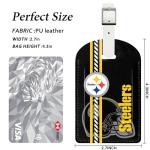 AYYQHC 2 Pack Leather Football Sport Fan Luggage Tag for Suitcase，Black Yellow Design Travel Suitcase Tag with Privacy Flap Address Labels