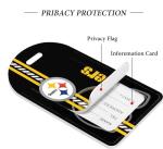 AYYQHC 2 Pack Leather Football Sport Fan Luggage Tag for Suitcase，Black Yellow Design Travel Suitcase Tag with Privacy Flap Address Labels