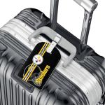 AYYQHC 2 Pack Leather Football Sport Fan Luggage Tag for Suitcase，Black Yellow Design Travel Suitcase Tag with Privacy Flap Address Labels