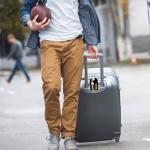 AYYQHC 2 Pack Leather Football Sport Fan Luggage Tag for Suitcase，Black Yellow Design Travel Suitcase Tag with Privacy Flap Address Labels