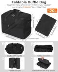120L Foldable Large Travel Duffle Bag for Men and Women, Packable Duffel Bags with Shoe Compartment, Water Repellent & Tear Resistant (Black)