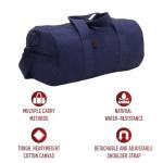 Rothco Canvas Shoulder Duffle Bag Duffel Gym Bag for Men Women Sports Duffel Bag, Navy Blue, 19 Inches