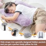 1 MIDDLE ONE Car Pillow for Kids, Memory Foam Travel Pillow for Car and Adults, Kid Travel Pillow for Sleeping on Road Trip, Small Body Pillow for Kids (Grey)