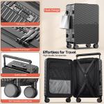 Lightweight 22 Carry on Luggage, Hard Shell Suitcase with 360°Spinner Wheels, Airline Boarded Suitcase & LSA Lock Dual Zippers