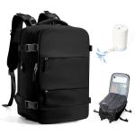 WEPLAN Vacuum Backpack Travel with Pump,Large Travel Backpack with Vacuum System,Mochila compresion al vacio,Flight Approved 18x14x8,Waterproof Carry on Personal Item Laptop Backpacks,Black