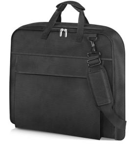 MISSLO Carry On Garment Bags for Travel with Shoe Compartment 42'' Suit Travel Bags for Men Heavy duty Fabric Luggage Hanging Bag for Clothes Suit Carrier with Shoulder Strap for Business Trips, Black