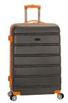 Rockland Melbourne Hardside Expandable Luggage with Spinner Wheels, Charcoal, Checked Large 28"