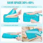 8 Set Compression Packing Cubes Travel, Expandable Travel Cubes for Carry on Luggage, Suitcase Organizer Compression Bags for Travel Essentials, Turquoise