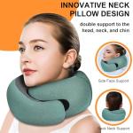 Vzpeun Travel Pillow - Hooded Neck Pillow Airplane Memory Foam Filling for Plane, Office, Cars Sleeping, Road Trip, Long Flights, Portable Plane Accessories, Includes Eye Mask & Earplugs (Green)