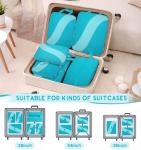 8 Set Compression Packing Cubes Travel, Expandable Travel Cubes for Carry on Luggage, Suitcase Organizer Compression Bags for Travel Essentials, Turquoise