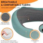 Vzpeun Travel Pillow - Hooded Neck Pillow Airplane Memory Foam Filling for Plane, Office, Cars Sleeping, Road Trip, Long Flights, Portable Plane Accessories, Includes Eye Mask & Earplugs (Green)