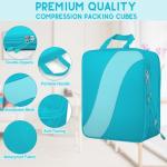 8 Set Compression Packing Cubes Travel, Expandable Travel Cubes for Carry on Luggage, Suitcase Organizer Compression Bags for Travel Essentials, Turquoise