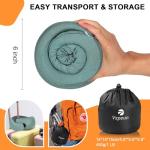 Vzpeun Travel Pillow - Hooded Neck Pillow Airplane Memory Foam Filling for Plane, Office, Cars Sleeping, Road Trip, Long Flights, Portable Plane Accessories, Includes Eye Mask & Earplugs (Green)