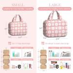HOTOR Travel Toiletry Bag - Hanging Toiletry Bag for Women & Men, Makeup Bag/Big Comparment, Waterproof for Travel Accessories, Travel Essentials, Medium, Pink with White Daisy