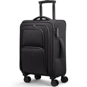 LOVEVOOK Carry On Luggage 22x14x9 Airline Approved, 22 Inch Softside Suitcases with Spinner Wheels, Lightweight Carry-on Suitcase with TSA Lock for Women Men, Large Luggage for Travel Business Trip