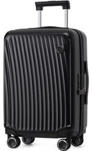 OIWAS 20 Inch Carry On Luggage, Hard Shell Suitcases with 8 Spinner Wheel, TSA Lock, Waterproof Compartment and Smooth Zippers, Lightweight Travel Luggage Airline Approved for Short Trip, Black