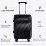 OIWAS 20 Inch Carry On Luggage, Hard Shell Suitcases with 8 Spinner Wheel, TSA Lock, Waterproof Compartment and Smooth Zippers, Lightweight Travel Luggage Airline Approved for Short Trip, Black