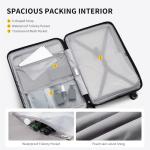 OIWAS 20 Inch Carry On Luggage, Hard Shell Suitcases with 8 Spinner Wheel, TSA Lock, Waterproof Compartment and Smooth Zippers, Lightweight Travel Luggage Airline Approved for Short Trip, Black