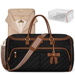 RAINSMORE Garment Bags for Travel Women Convertible Garment Duffle Bag for Hanging Clothes, Large Carry On Garment Bag with Shoe Bag & Wet Pocket, Foldable Dress Suit Business Travel Weekender Bags