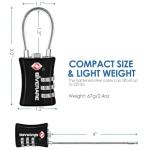 2 Pack TSA Approved Luggage Locks, Cable Suitcase Travel Lock Alloy, Set Your Own Combination Metal Zipper Padlock, 3-Digit Long Shackle Padlocks for Gym Locker, Golf Bag, Case Anti Theft-Black