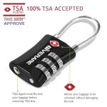 2 Pack TSA Approved Luggage Locks, Cable Suitcase Travel Lock Alloy, Set Your Own Combination Metal Zipper Padlock, 3-Digit Long Shackle Padlocks for Gym Locker, Golf Bag, Case Anti Theft-Black