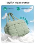 BAGSMART Puffer Travel Duffel Bag, Small Gym Bag for Women, Water-resistant Weekender with Shoe Compartment, Green