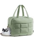 BAGSMART Puffer Travel Duffel Bag, Small Gym Bag for Women, Water-resistant Weekender with Shoe Compartment, Green