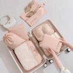 7PCS Packing Cubes for Suitcases Travel Accessories and Essentials Space-Saving Luggage Organizers Light Packing Cubes for Family (Pink)
