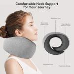 Optixion Travel Pillow, 100% Pure Memory Foam Neck Pillow for Airplanes, Comfortable Breathable Cover, Travel Essentials for Plane, Car, Train and Home, Gray