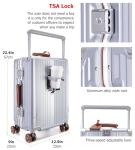 feilario 20" Aluminum Frame Wide Handle Hard Shell Carry On Suitcase - Vivid Colors Double Spinner Wheels Airline Approved Rolling Luggage with TSA Lock & Cup Holder (Silver, 20in)