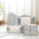 Packing Cubes for Travel, 8 Set Packing Organizers with Zipper Pulls and Mesh Top Panel - Light-weight Travel Cubes for Carry On and Suitcases, Light Gray