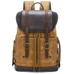 Men's Waxed Canvas Backpack - Waterproof Travel Rucksack, Vintage School Laptop Bag for Work & Outdoor Hiking