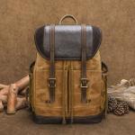 Men's Waxed Canvas Backpack - Waterproof Travel Rucksack, Vintage School Laptop Bag for Work & Outdoor Hiking