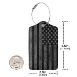 GACCAP 2 Pack Luggage Tags for Suitcase, Privacy Cover ID Label with Stainless Steel and Address Card for Travel Bag Backpack Cruise Ship Essentials Tag Men Boys - Black Grey American Flag