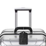 GACCAP 2 Pack Luggage Tags for Suitcase, Privacy Cover ID Label with Stainless Steel and Address Card for Travel Bag Backpack Cruise Ship Essentials Tag Men Boys - Black Grey American Flag