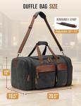Celvetch Canvas Duffle Bag for Travel 50L Expandable Travel Duffel Bags for Men Women Overnight Weekend Gym Bag with Shoes Compartment - Dark Grey
